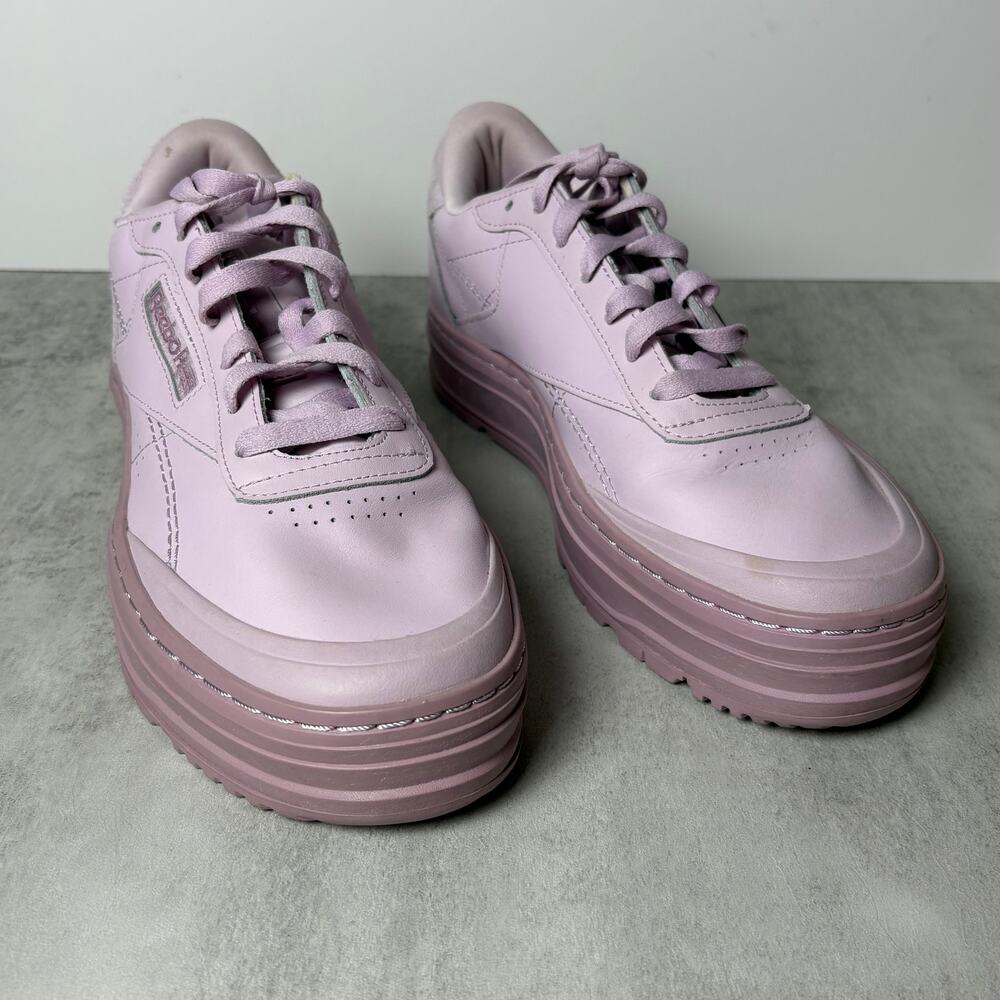Women's Reebok Club C Double Geo Sneakers Shell Purple Colorway Size 9.5